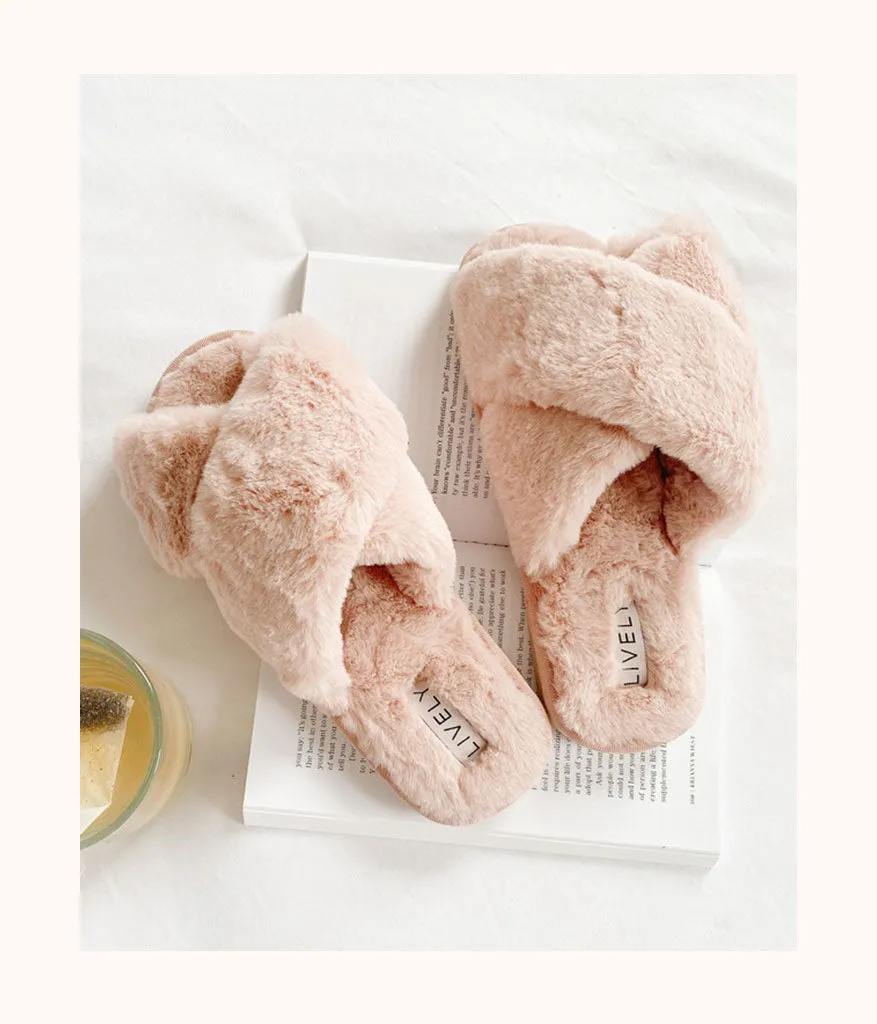 The Crew Cozy Slippers: Dusty Pink