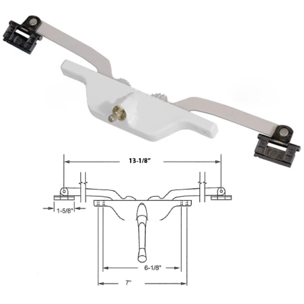 Truth Hardware Front Mount 13-1/8" Pivot Shoe Roto Awning Window Operator - White