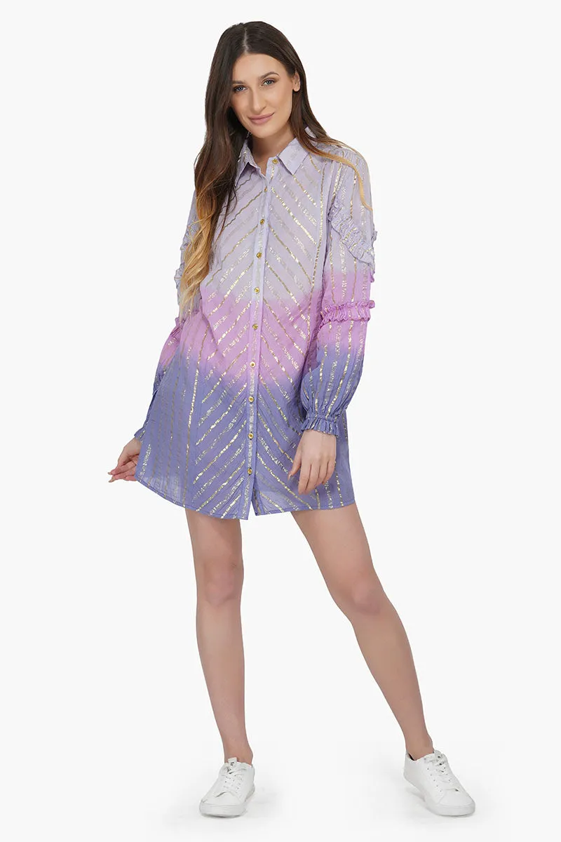 Very Peri Cotton Shirt Dress