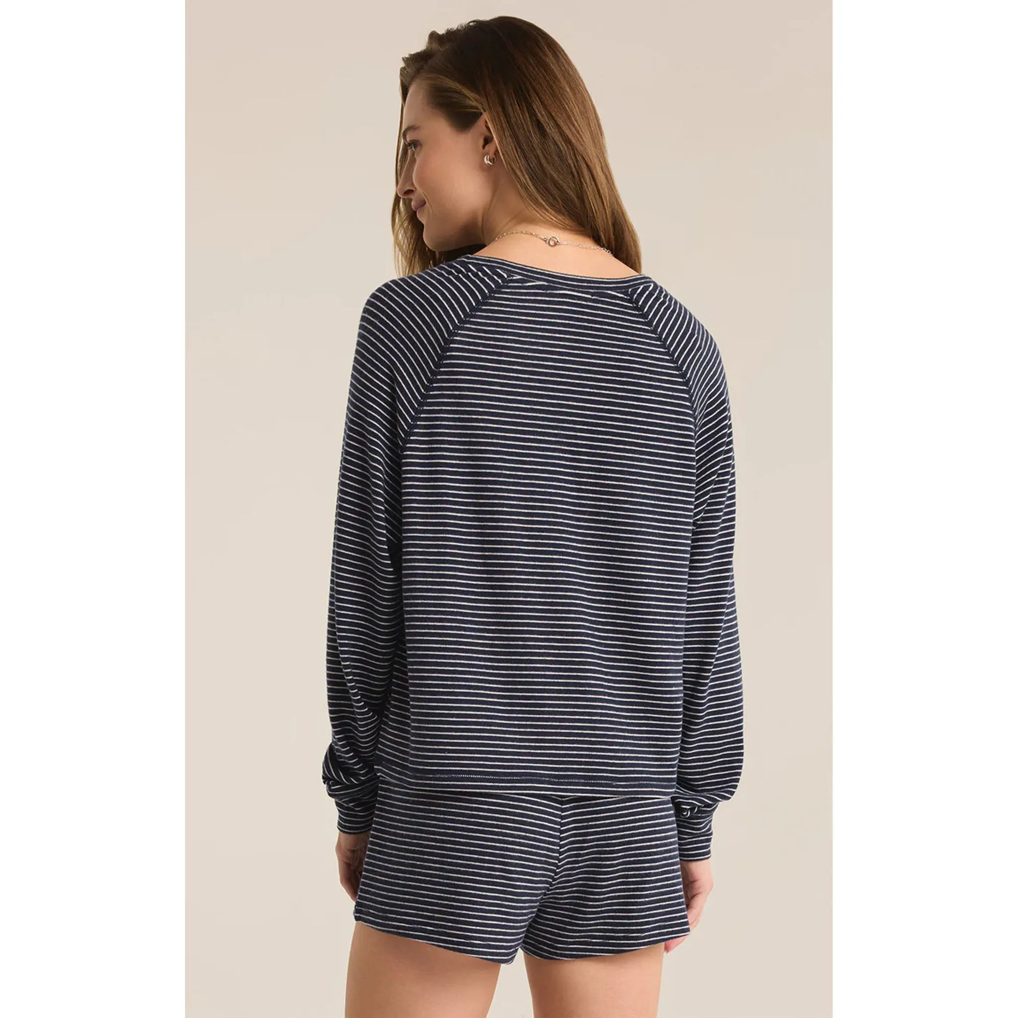 Z Supply Staying In Stripe Long Sleeve Top in Eclipse