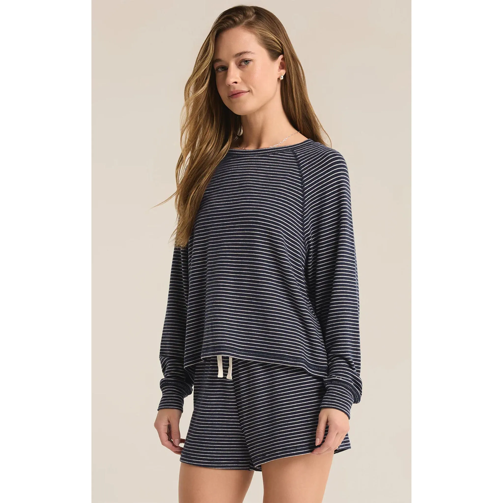 Z Supply Staying In Stripe Long Sleeve Top in Eclipse